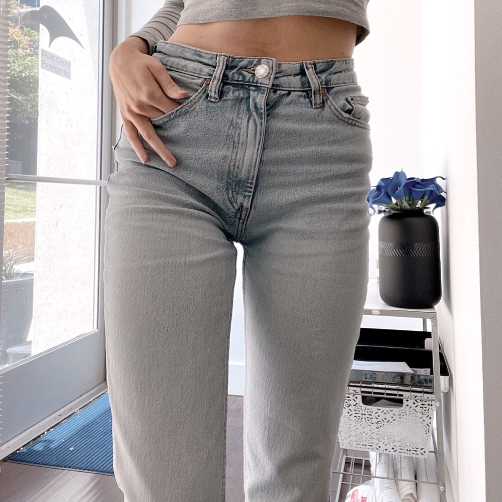 ZARA Hi Rise Slim Jeans with Split Hems